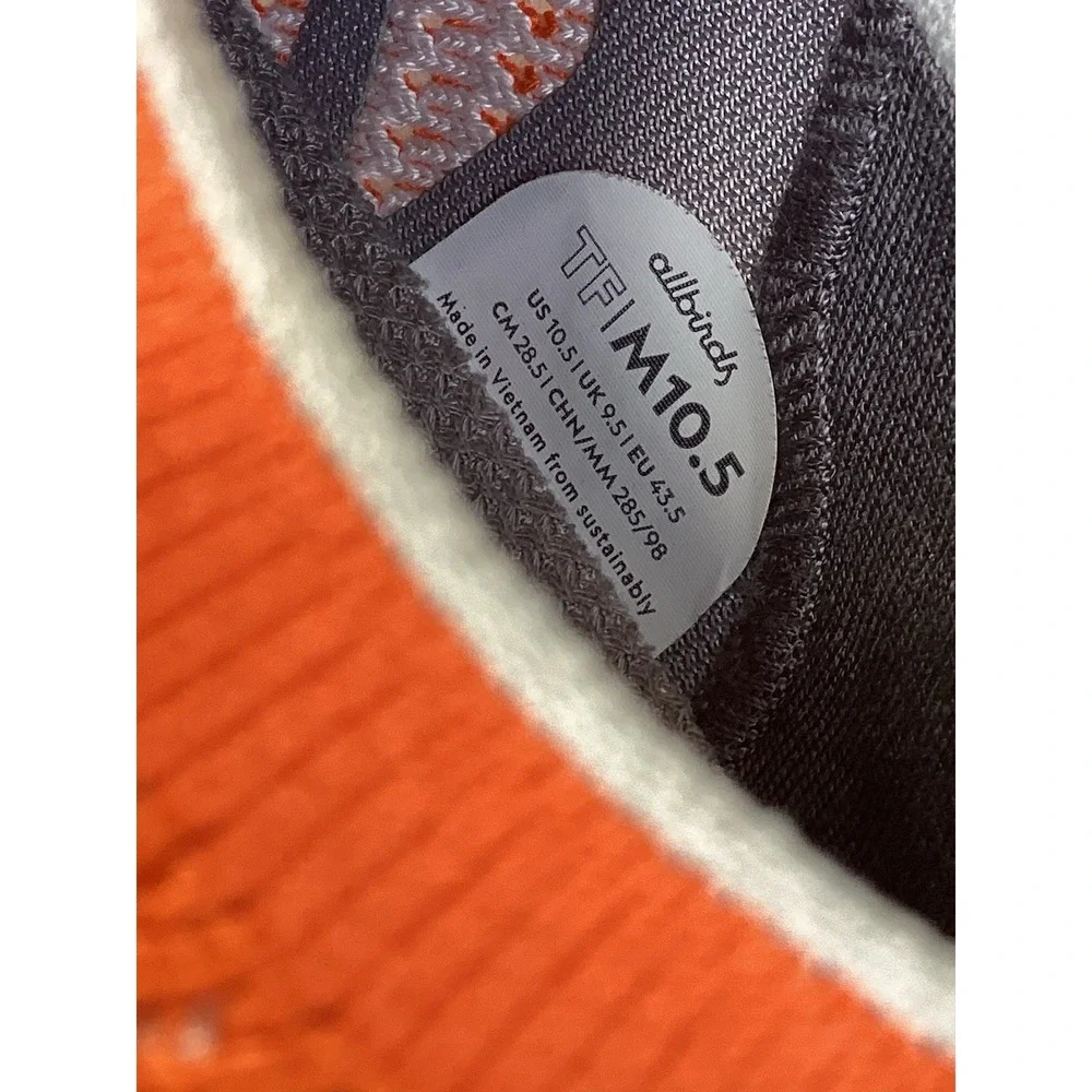 Allbirds Tree Flyer Shoes Mens 10.5 Orange Lace Up Athletic Running Sneakers